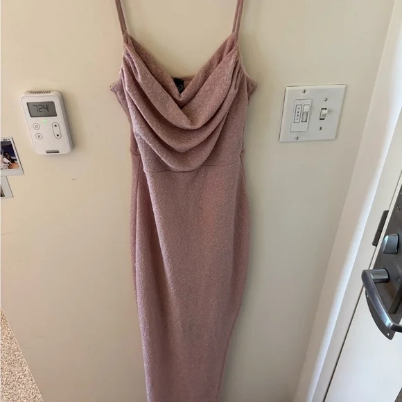 Chic Pink Cowl Neck Slip Dress - Picture 1 of 4